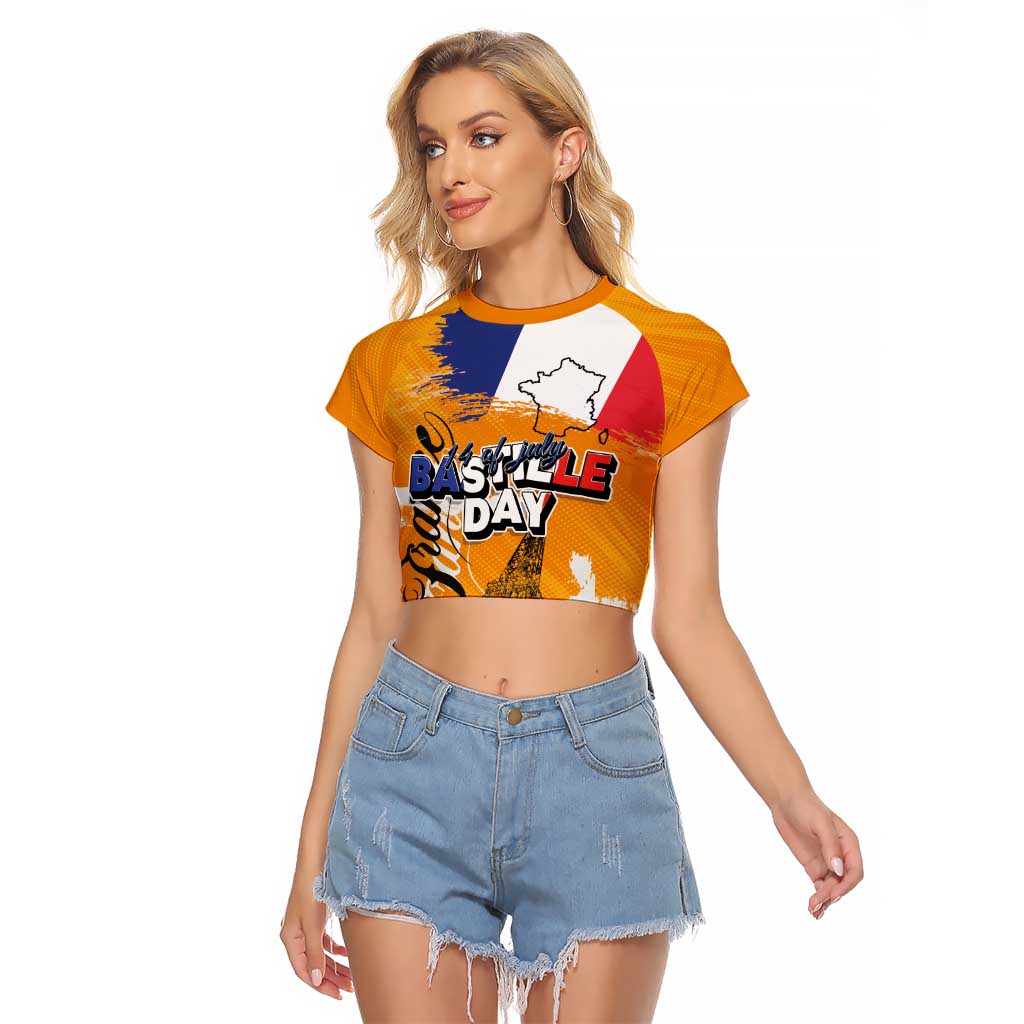 Bastille Day Raglan Cropped T Shirt France Typography Art Grunge Style