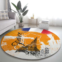 Bastille Day Round Carpet France Typography Art Grunge Style