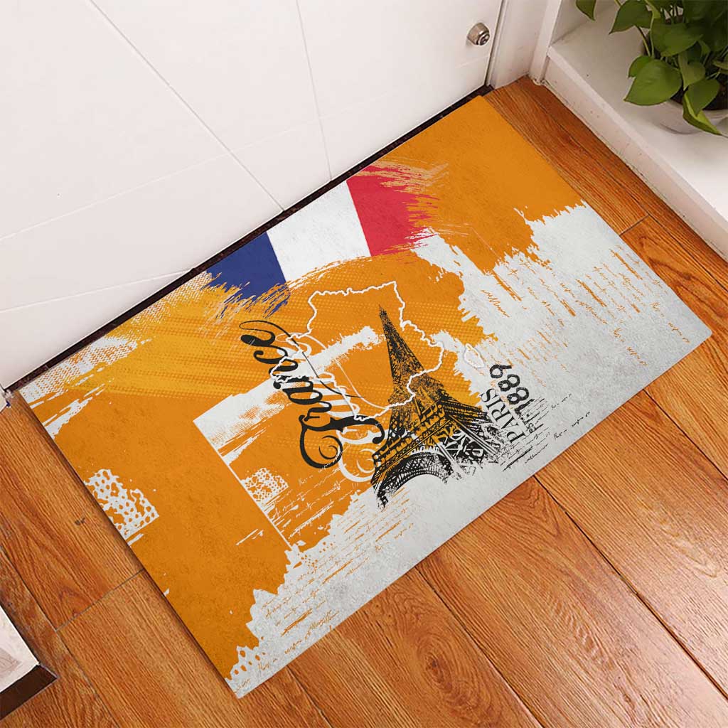 Bastille Day Rubber Doormat France Typography Art Grunge Style