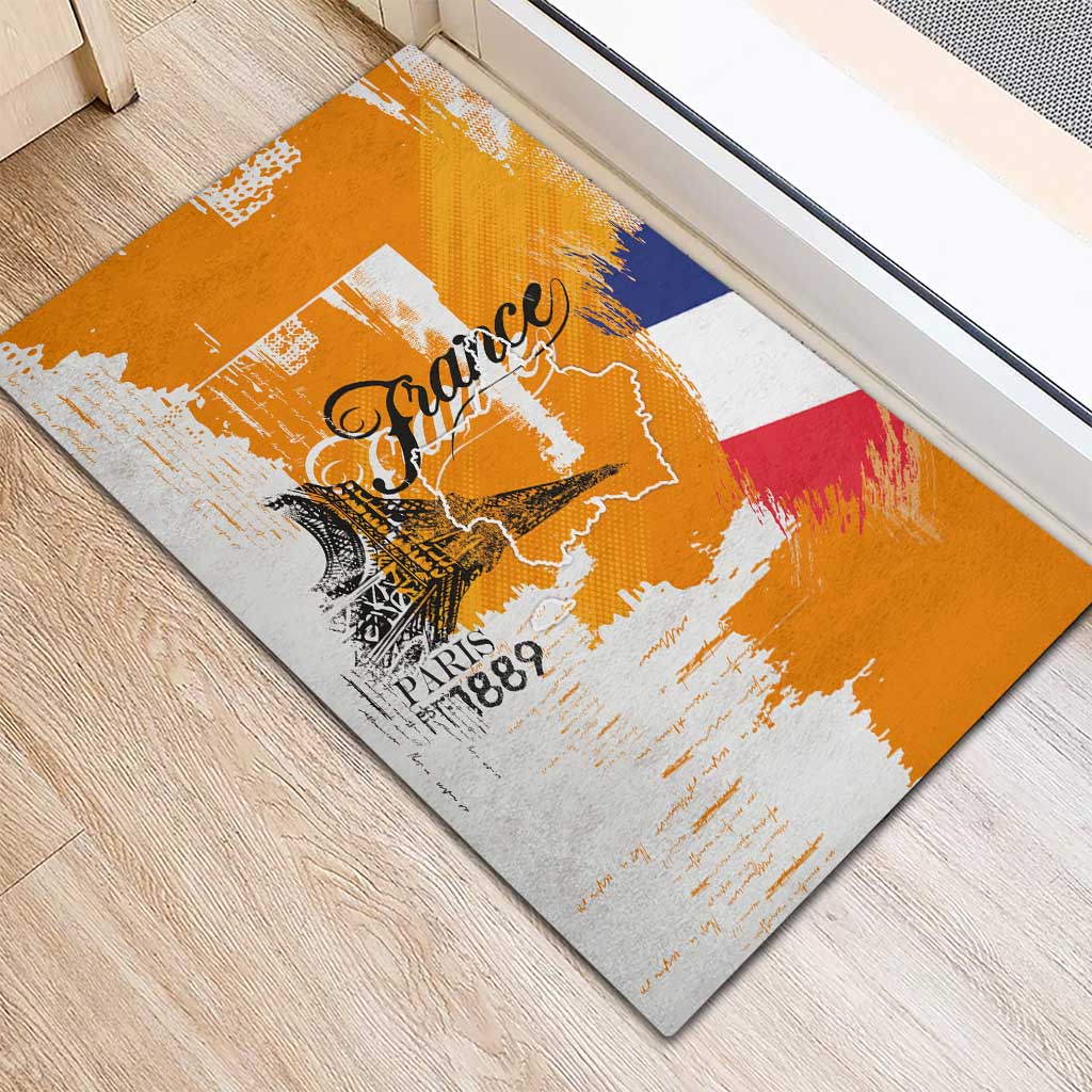 Bastille Day Rubber Doormat France Typography Art Grunge Style