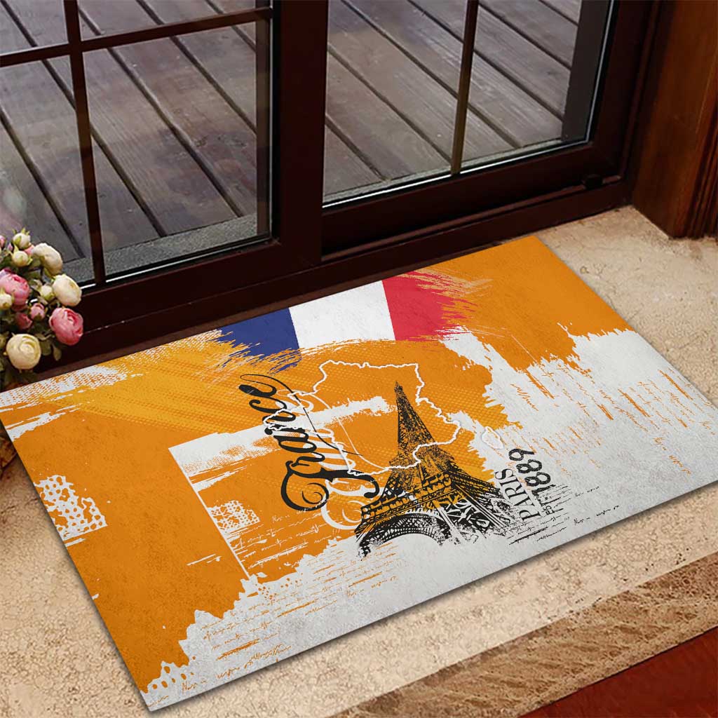 Bastille Day Rubber Doormat France Typography Art Grunge Style