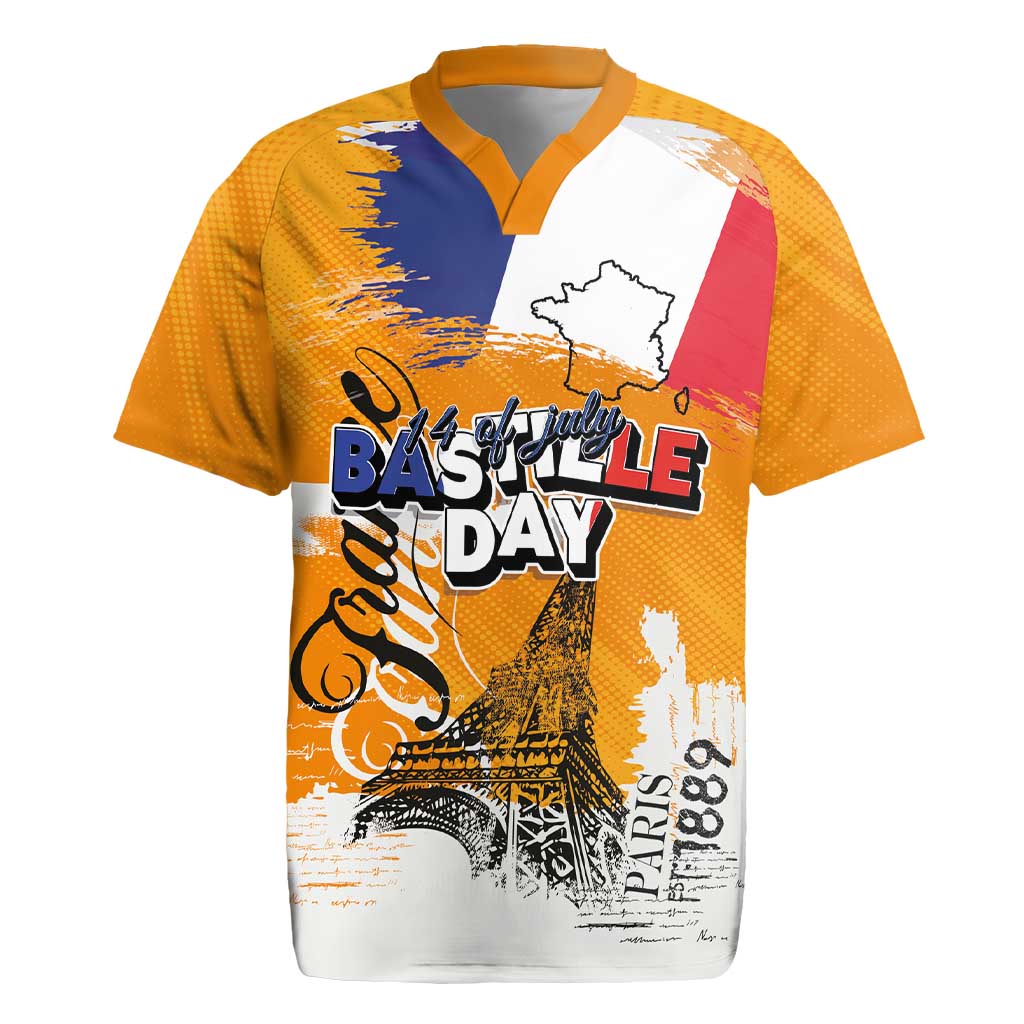 Bastille Day Rugby Jersey France Typography Art Grunge Style