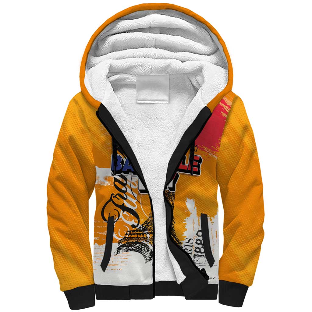 Bastille Day Sherpa Hoodie France Typography Art Grunge Style