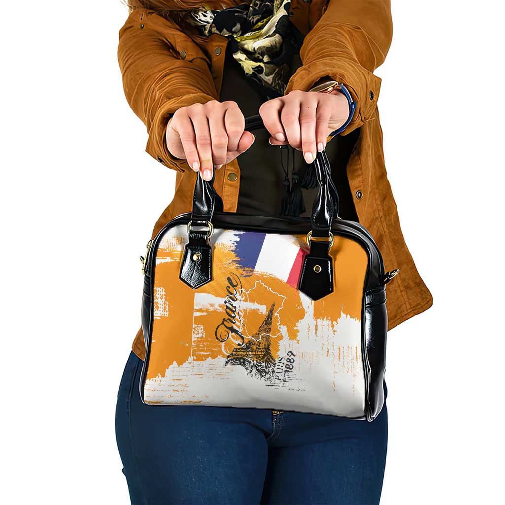 Bastille Day Shoulder Handbag France Typography Art Grunge Style
