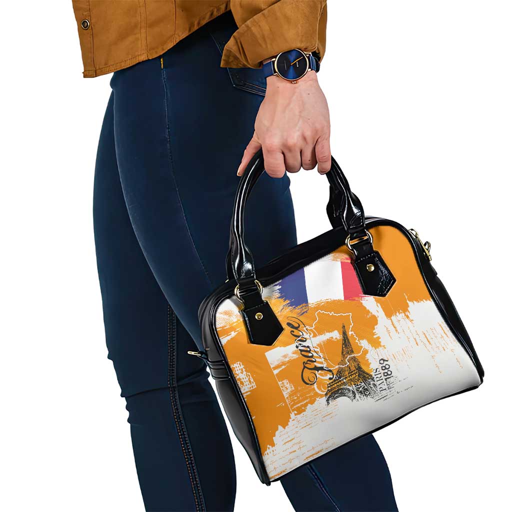 Bastille Day Shoulder Handbag France Typography Art Grunge Style