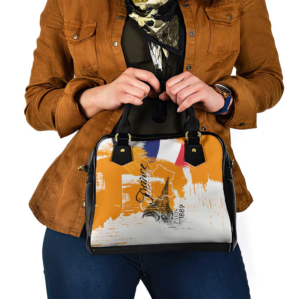 Bastille Day Shoulder Handbag France Typography Art Grunge Style
