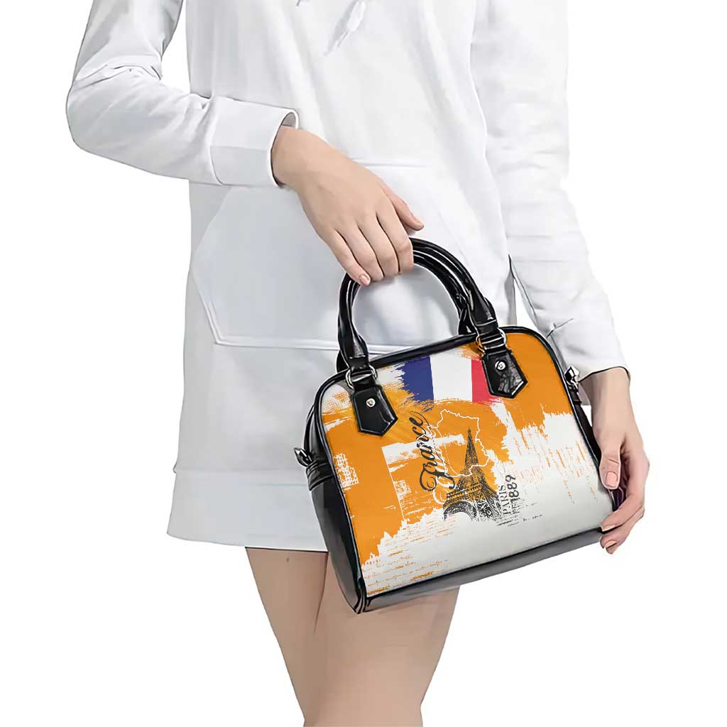 Bastille Day Shoulder Handbag France Typography Art Grunge Style