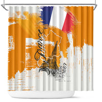 Bastille Day Shower Curtain France Typography Art Grunge Style