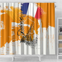 Bastille Day Shower Curtain France Typography Art Grunge Style
