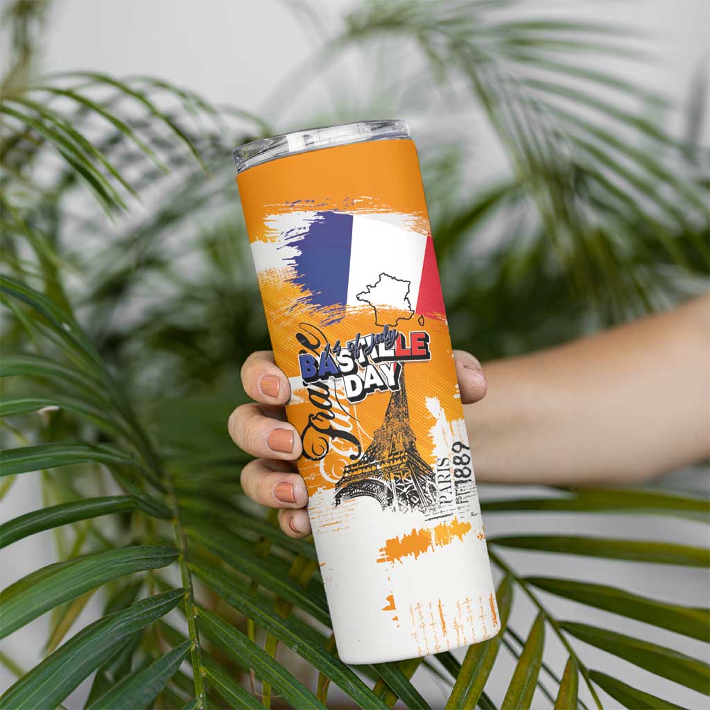 Bastille Day Skinny Tumbler France Typography Art Grunge Style
