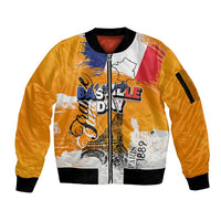 Bastille Day Sleeve Zip Bomber Jacket France Typography Art Grunge Style