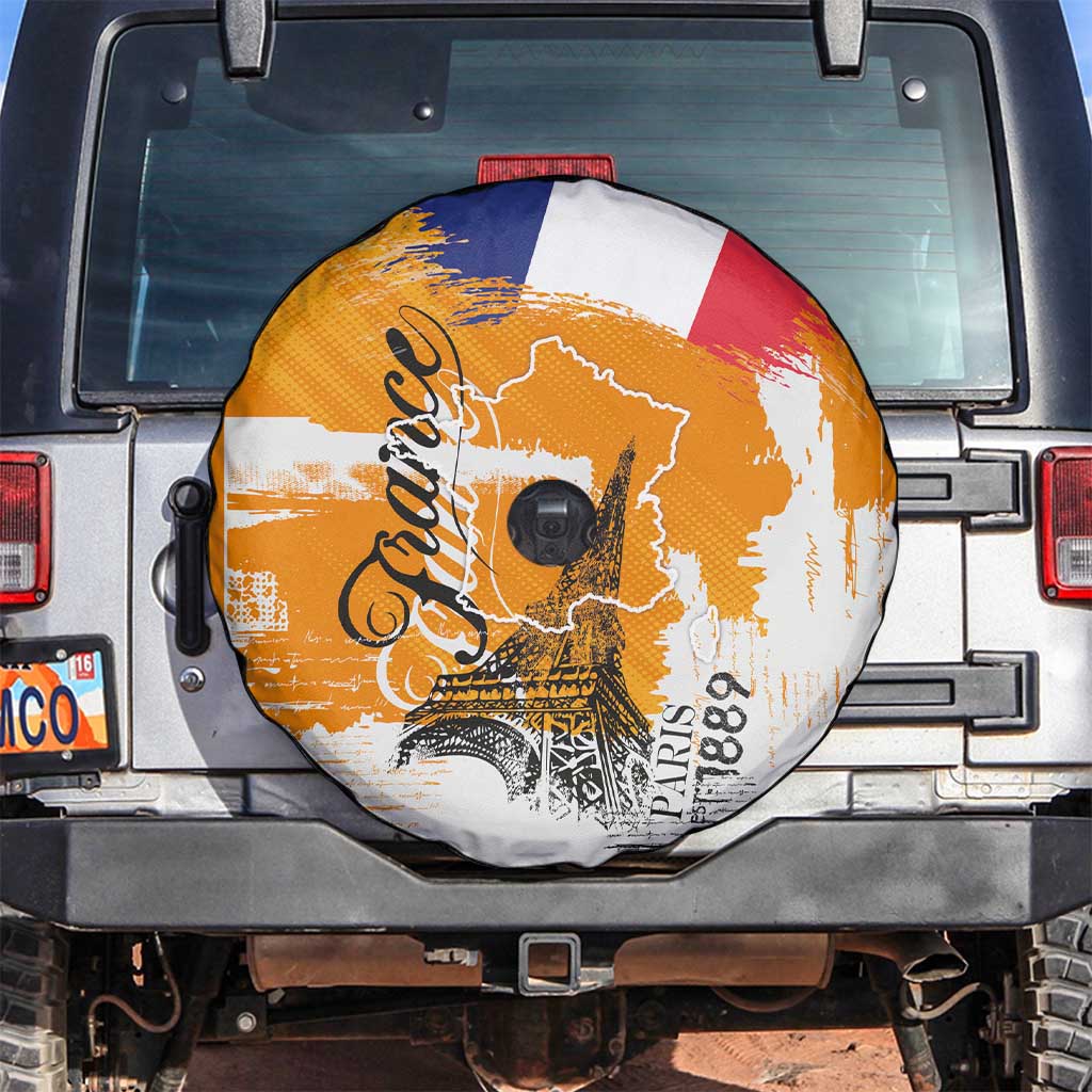Bastille Day Spare Tire Cover France Typography Art Grunge Style