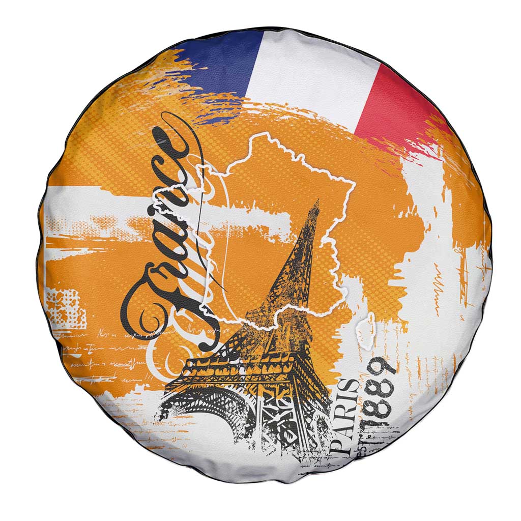 Bastille Day Spare Tire Cover France Typography Art Grunge Style
