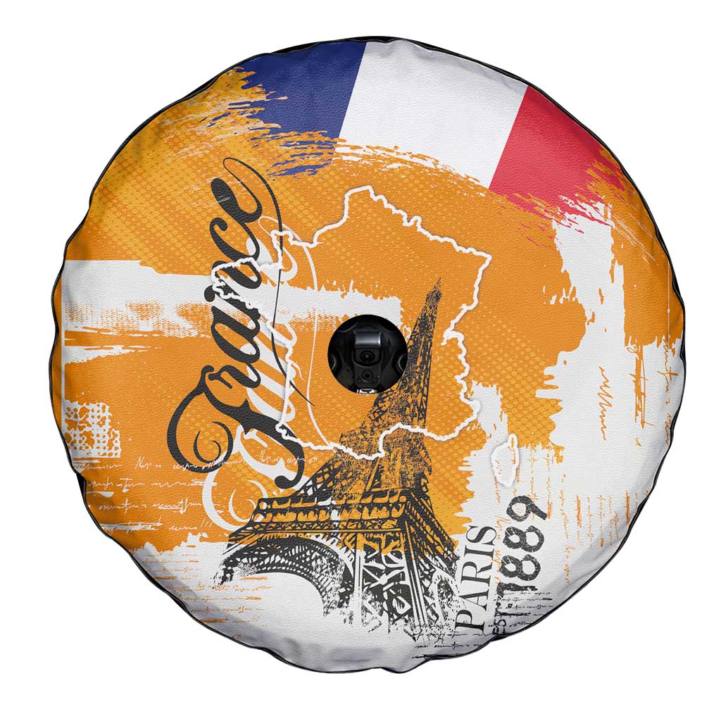 Bastille Day Spare Tire Cover France Typography Art Grunge Style