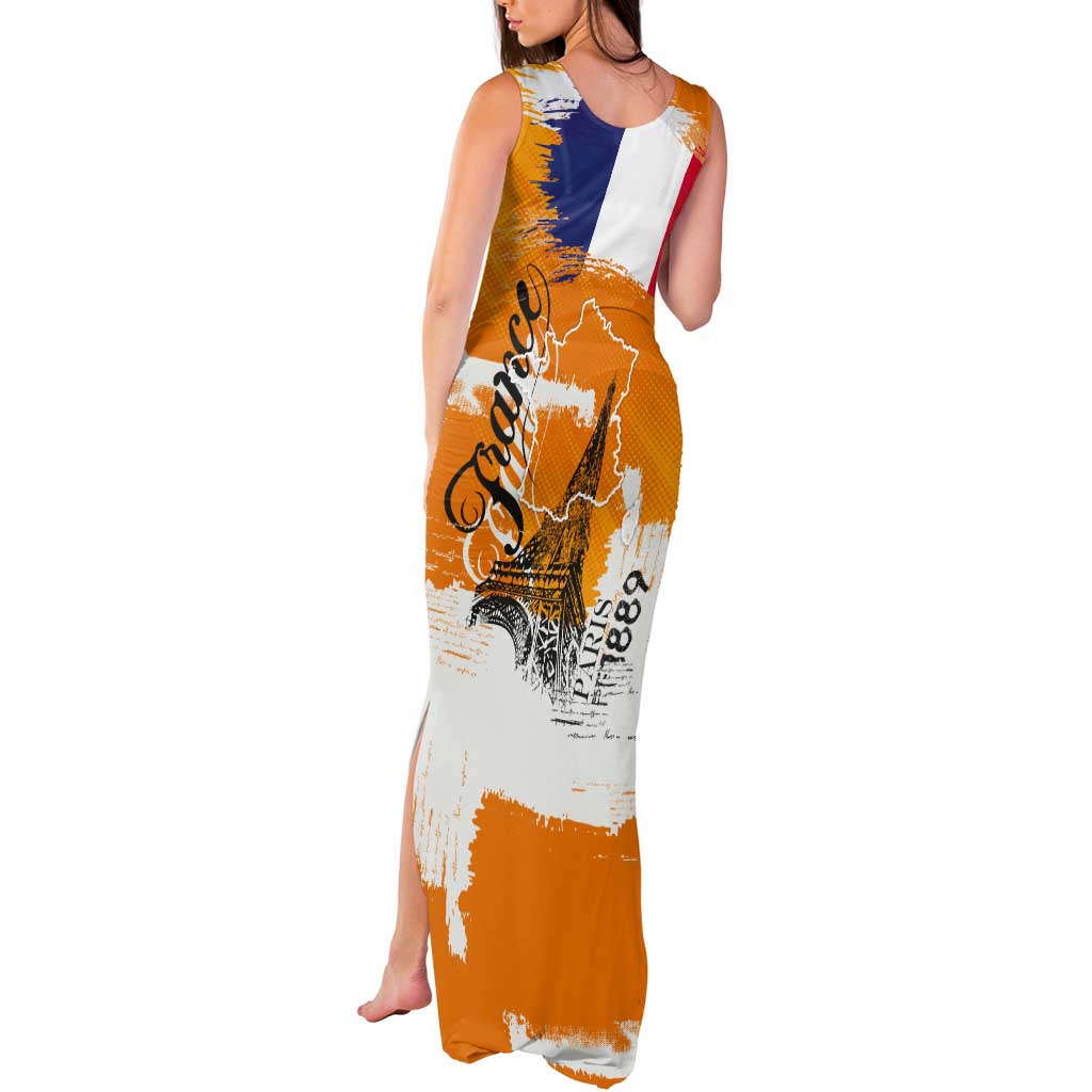 Bastille Day Tank Maxi Dress France Typography Art Grunge Style