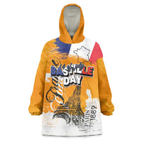 Bastille Day Wearable Blanket Hoodie France Typography Art Grunge Style