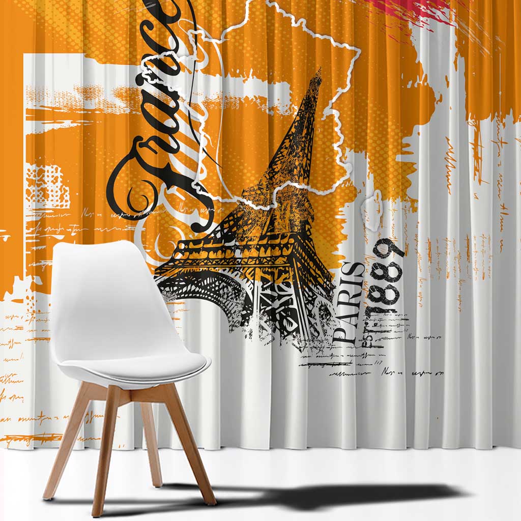 Bastille Day Window Curtain France Typography Art Grunge Style