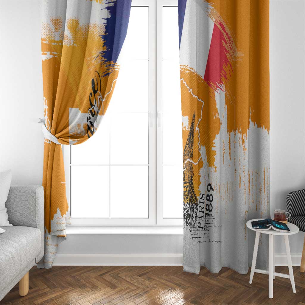 Bastille Day Window Curtain France Typography Art Grunge Style