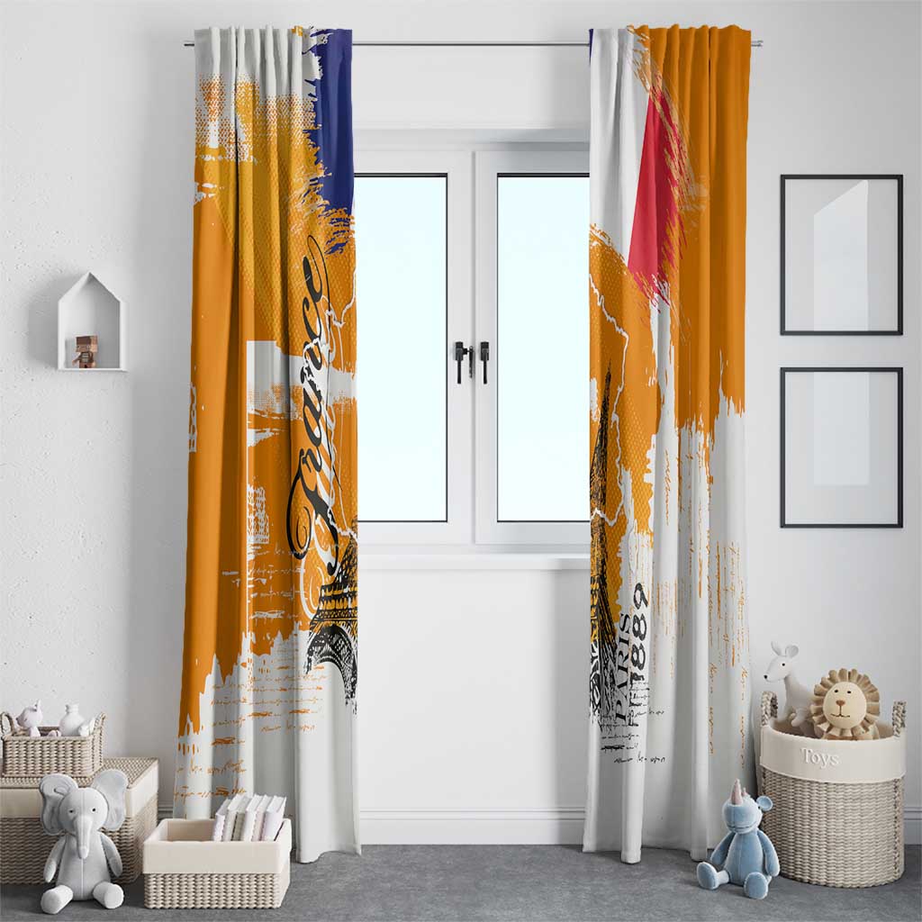 Bastille Day Window Curtain France Typography Art Grunge Style