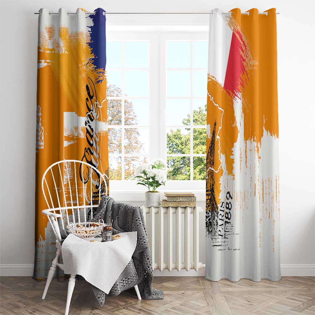 Bastille Day Window Curtain France Typography Art Grunge Style