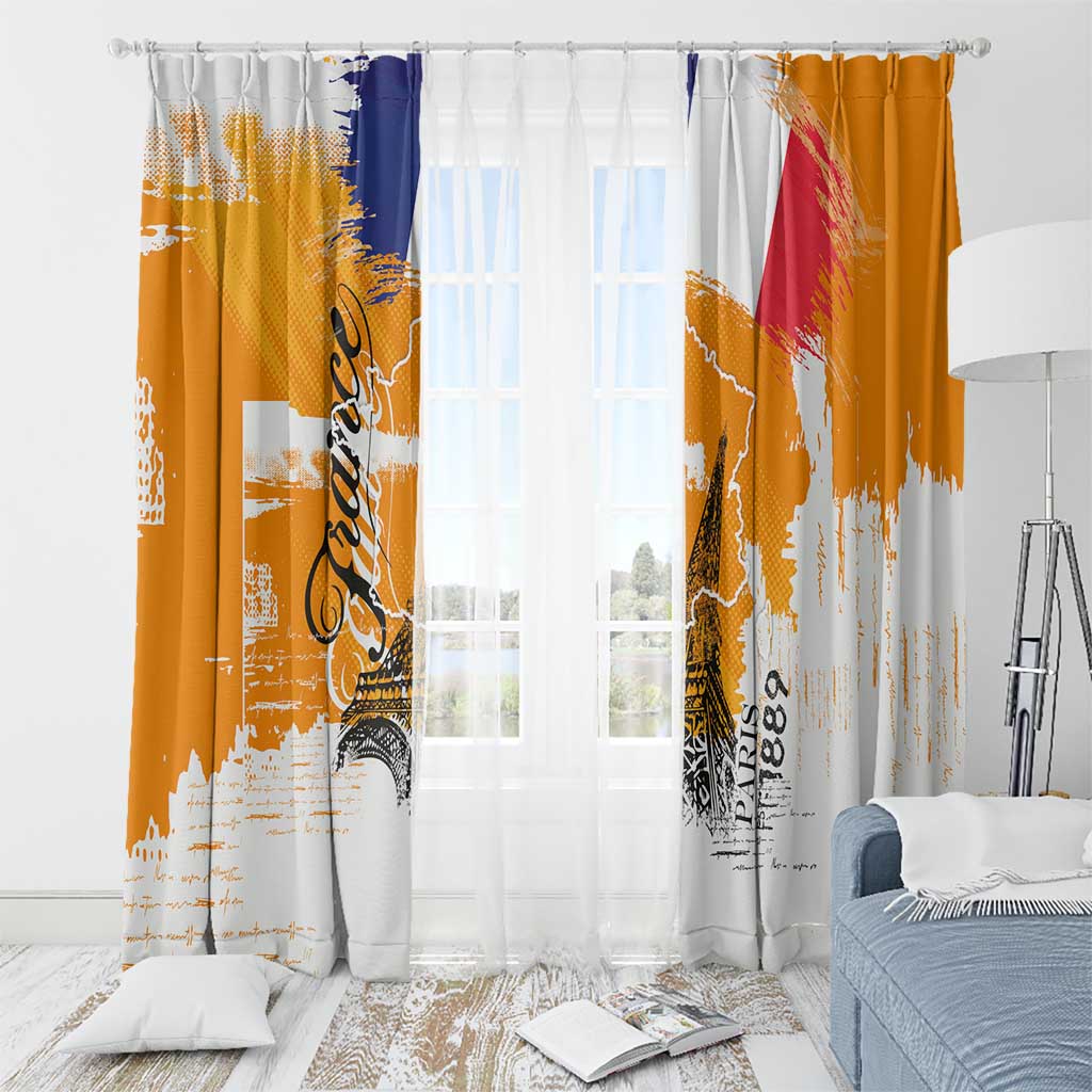 Bastille Day Window Curtain France Typography Art Grunge Style