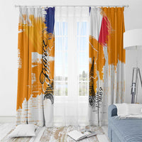 Bastille Day Window Curtain France Typography Art Grunge Style