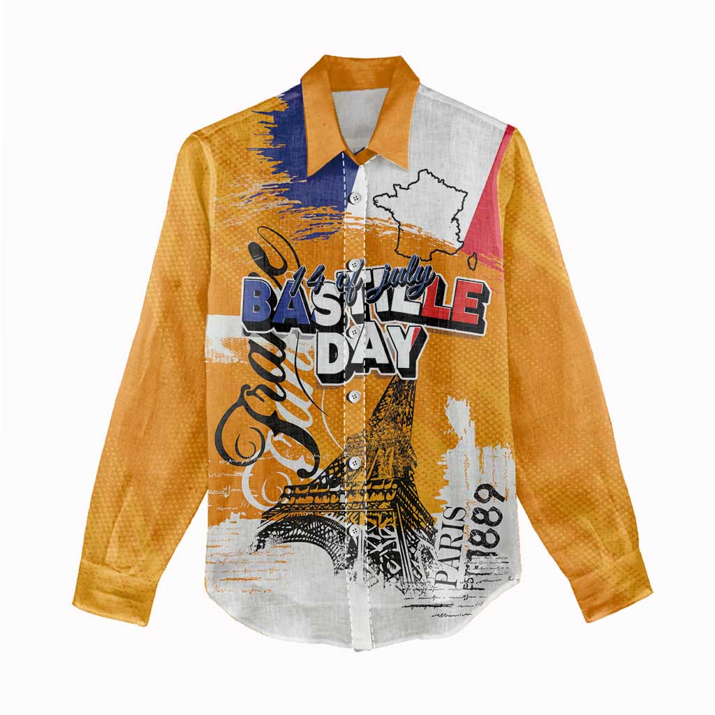 Bastille Day Women Casual Shirt France Typography Art Grunge Style