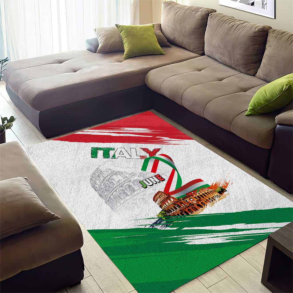 Italian National Day Area Rug Festa della Repubblica-The Colosseum Grunge Style