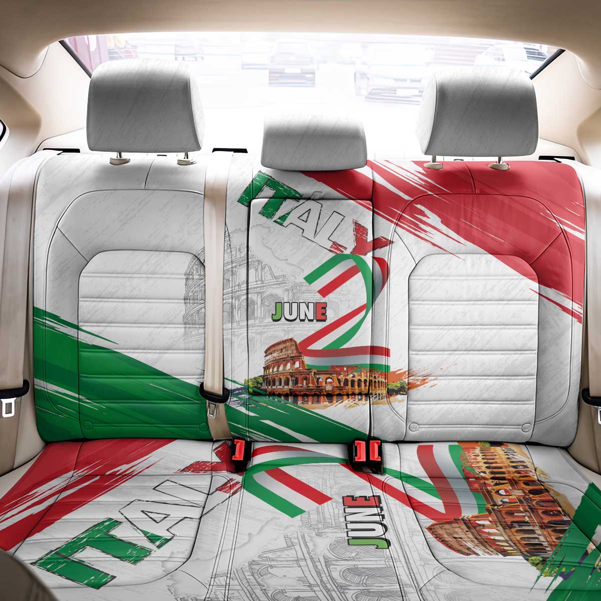 Italian National Day Back Car Seat Cover Festa della Repubblica-The Colosseum Grunge Style