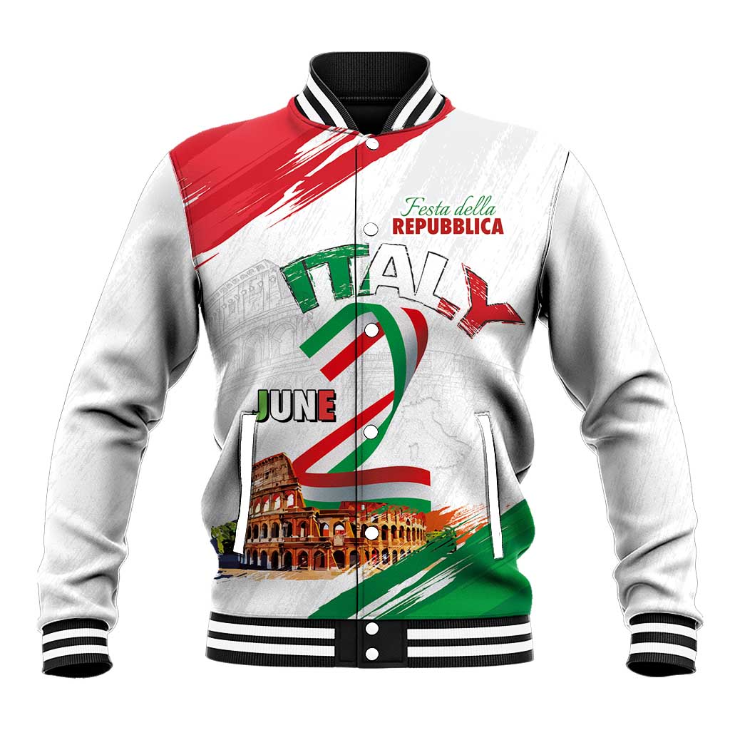 Italian National Day Baseball Jacket Festa della Repubblica-The Colosseum Grunge Style