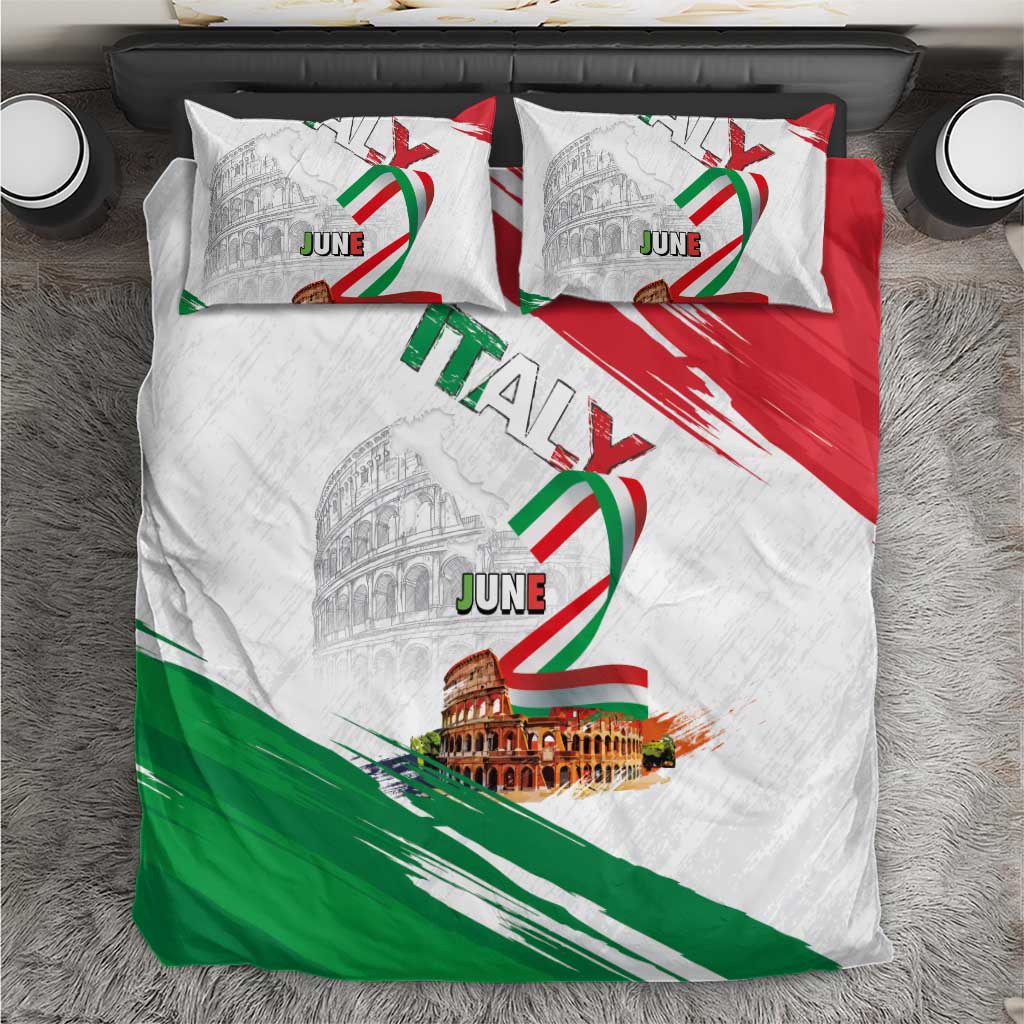Italian National Day Bedding Set Festa della Repubblica-The Colosseum Grunge Style