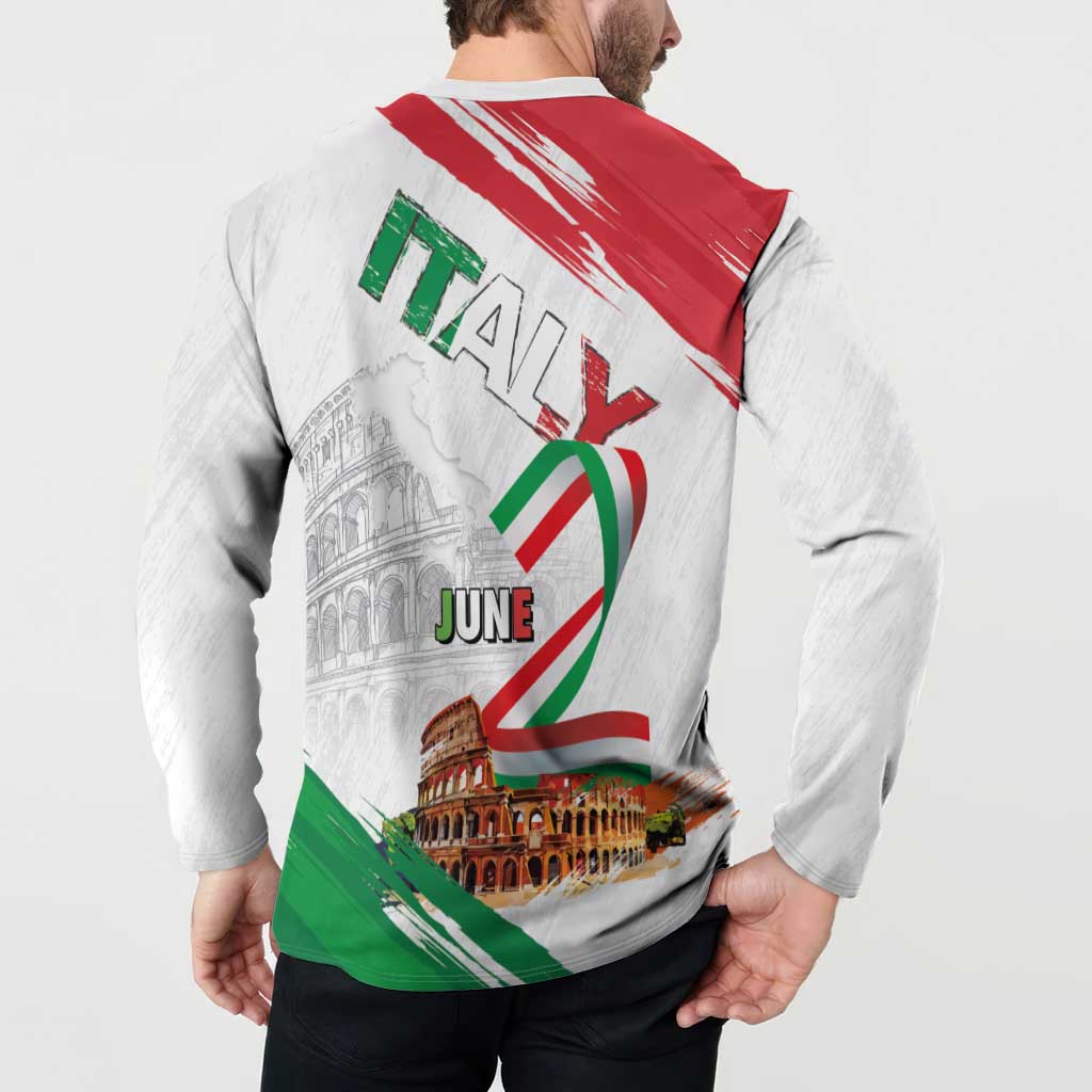 Italian National Day Button Sweatshirt Festa della Repubblica-The Colosseum Grunge Style