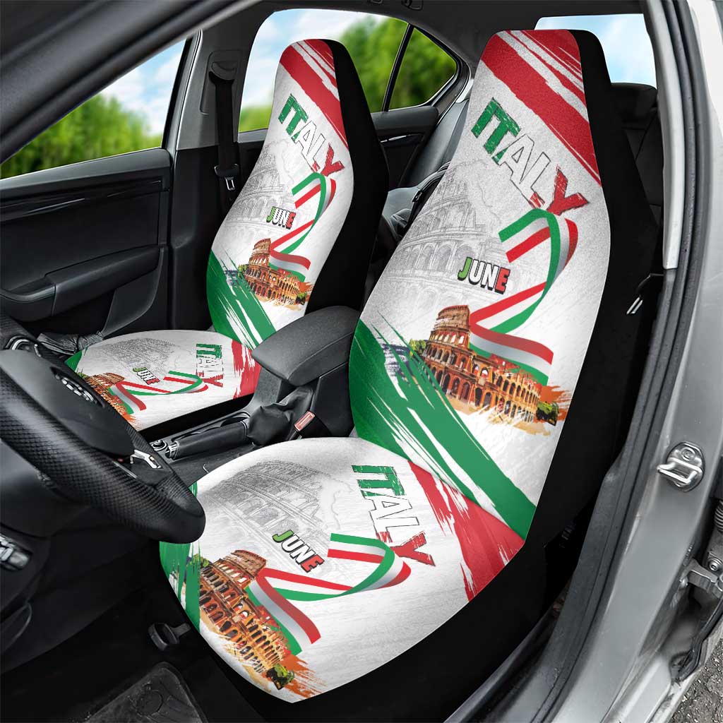 Italian National Day Car Seat Cover Festa della Repubblica-The Colosseum Grunge Style