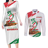 Italian National Day Couples Matching Long Sleeve Bodycon Dress and Long Sleeve Button Shirt Festa della Repubblica-The Colosseum Grunge Style