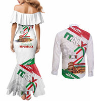 Italian National Day Couples Matching Mermaid Dress and Long Sleeve Button Shirt Festa della Repubblica-The Colosseum Grunge Style
