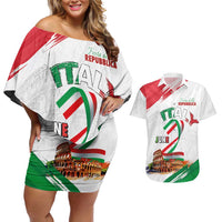 Italian National Day Couples Matching Off Shoulder Short Dress and Hawaiian Shirt Festa della Repubblica-The Colosseum Grunge Style