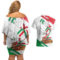 Italian National Day Couples Matching Off Shoulder Short Dress and Hawaiian Shirt Festa della Repubblica-The Colosseum Grunge Style