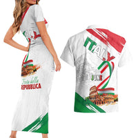 Italian National Day Couples Matching Short Sleeve Bodycon Dress and Hawaiian Shirt Festa della Repubblica-The Colosseum Grunge Style