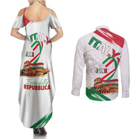 Italian National Day Couples Matching Summer Maxi Dress and Long Sleeve Button Shirt Festa della Repubblica-The Colosseum Grunge Style