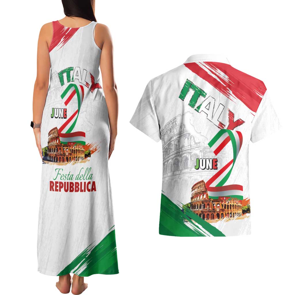 Italian National Day Couples Matching Tank Maxi Dress and Hawaiian Shirt Festa della Repubblica-The Colosseum Grunge Style
