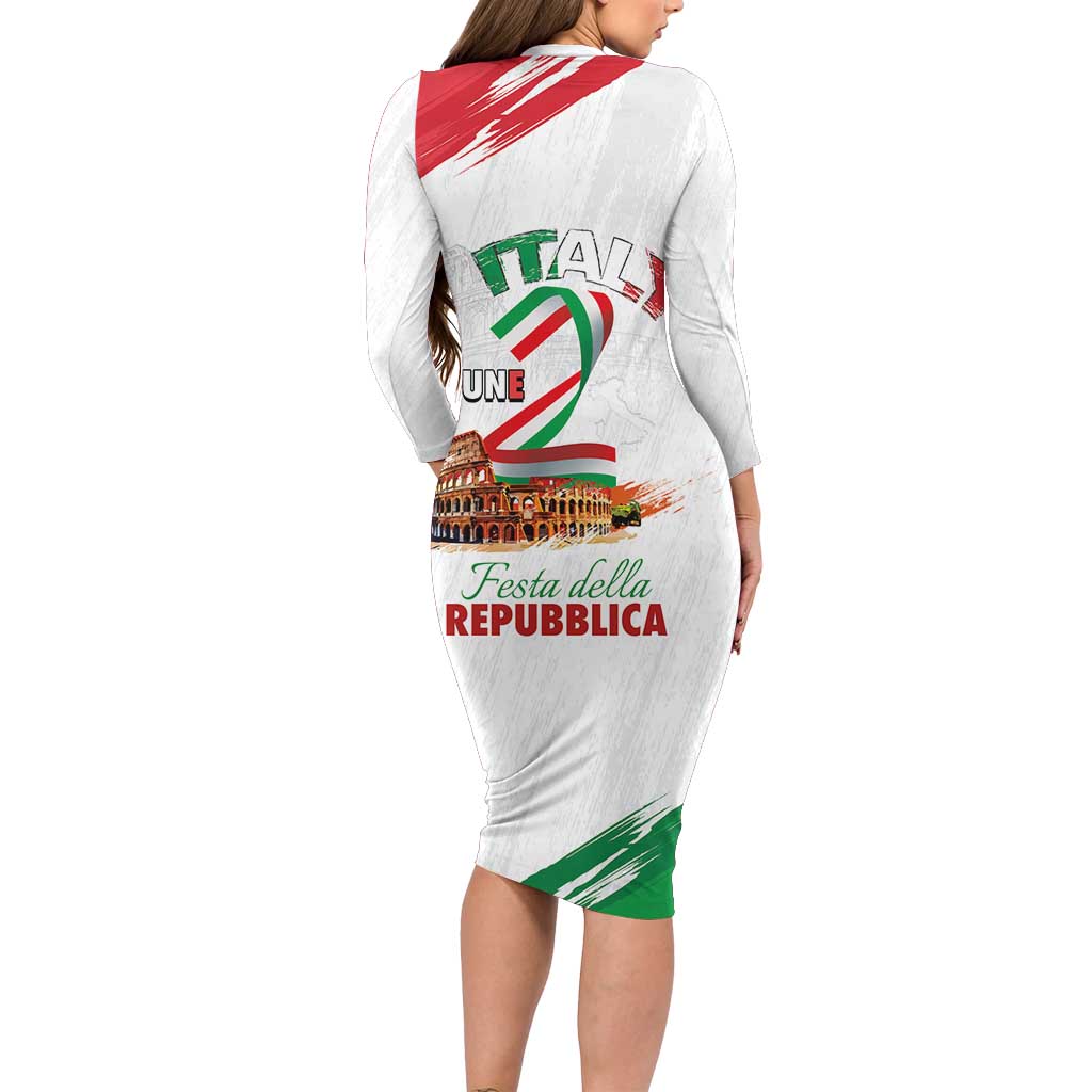 Italian National Day Family Matching Long Sleeve Bodycon Dress and Hawaiian Shirt Festa della Repubblica-The Colosseum Grunge Style