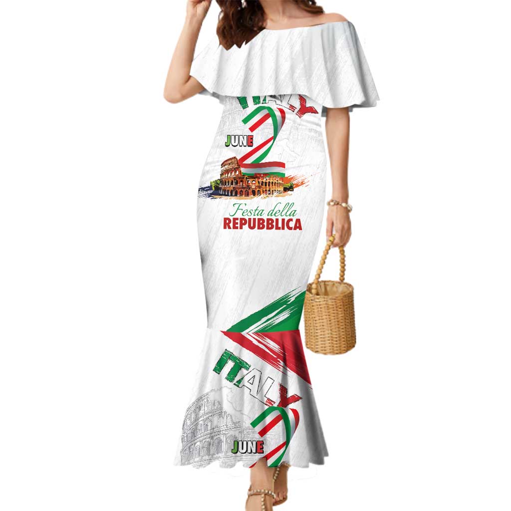Italian National Day Family Matching Mermaid Dress and Hawaiian Shirt Festa della Repubblica-The Colosseum Grunge Style