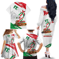 Italian National Day Family Matching Off The Shoulder Long Sleeve Dress and Hawaiian Shirt Festa della Repubblica-The Colosseum Grunge Style