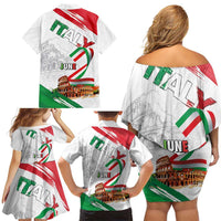 Italian National Day Family Matching Off Shoulder Short Dress and Hawaiian Shirt Festa della Repubblica-The Colosseum Grunge Style