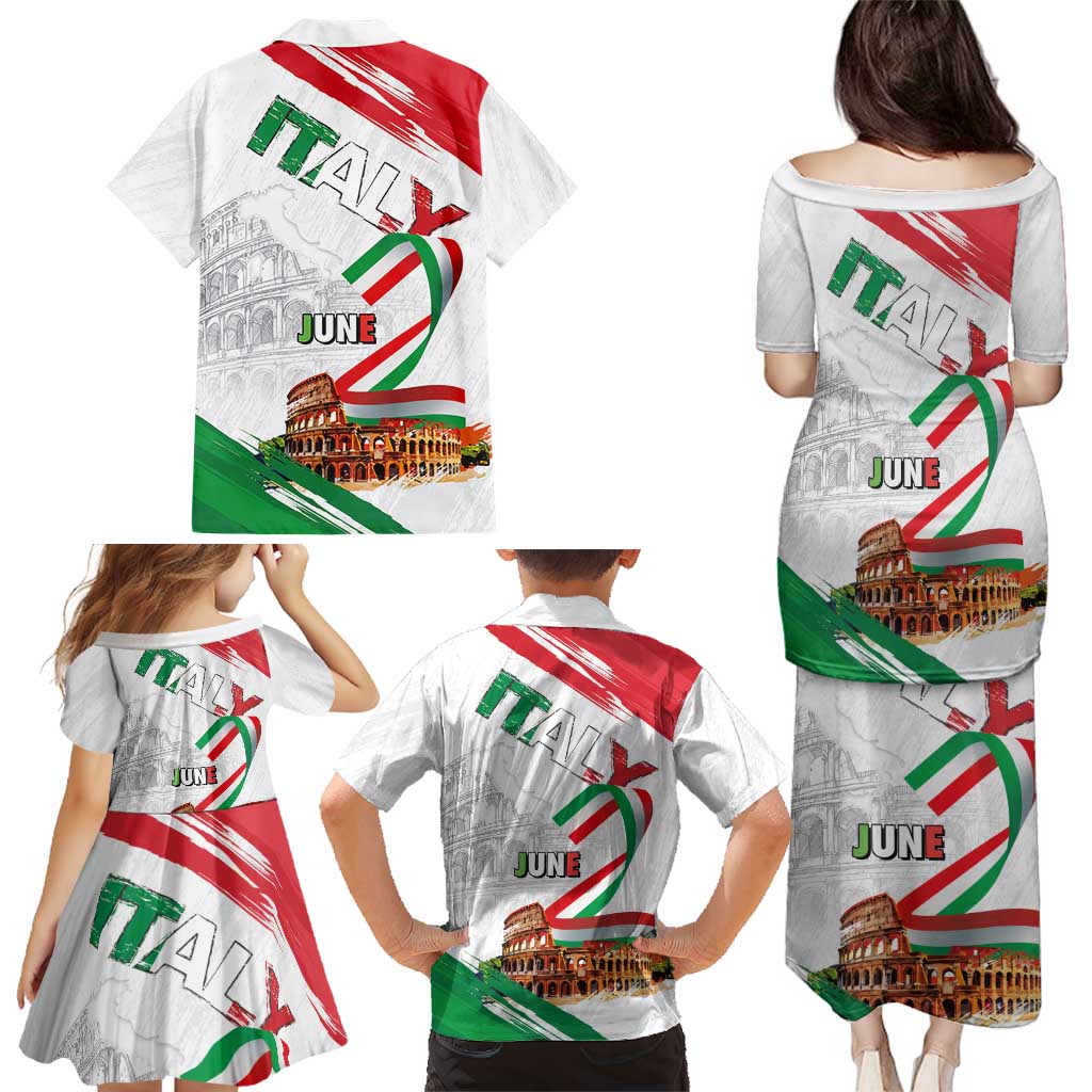 Italian National Day Family Matching Puletasi and Hawaiian Shirt Festa della Repubblica-The Colosseum Grunge Style