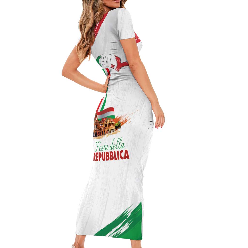 Italian National Day Family Matching Short Sleeve Bodycon Dress and Hawaiian Shirt Festa della Repubblica-The Colosseum Grunge Style