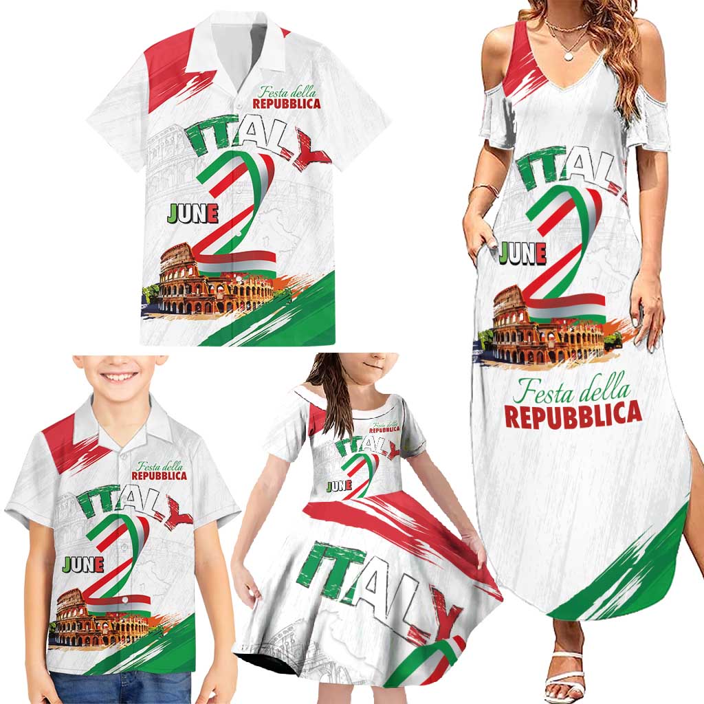 Italian National Day Family Matching Summer Maxi Dress and Hawaiian Shirt Festa della Repubblica-The Colosseum Grunge Style