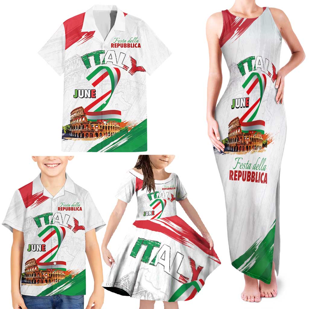 Italian National Day Family Matching Tank Maxi Dress and Hawaiian Shirt Festa della Repubblica-The Colosseum Grunge Style