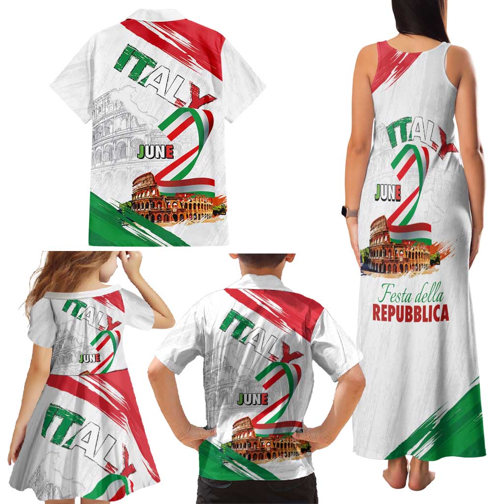 Italian National Day Family Matching Tank Maxi Dress and Hawaiian Shirt Festa della Repubblica-The Colosseum Grunge Style