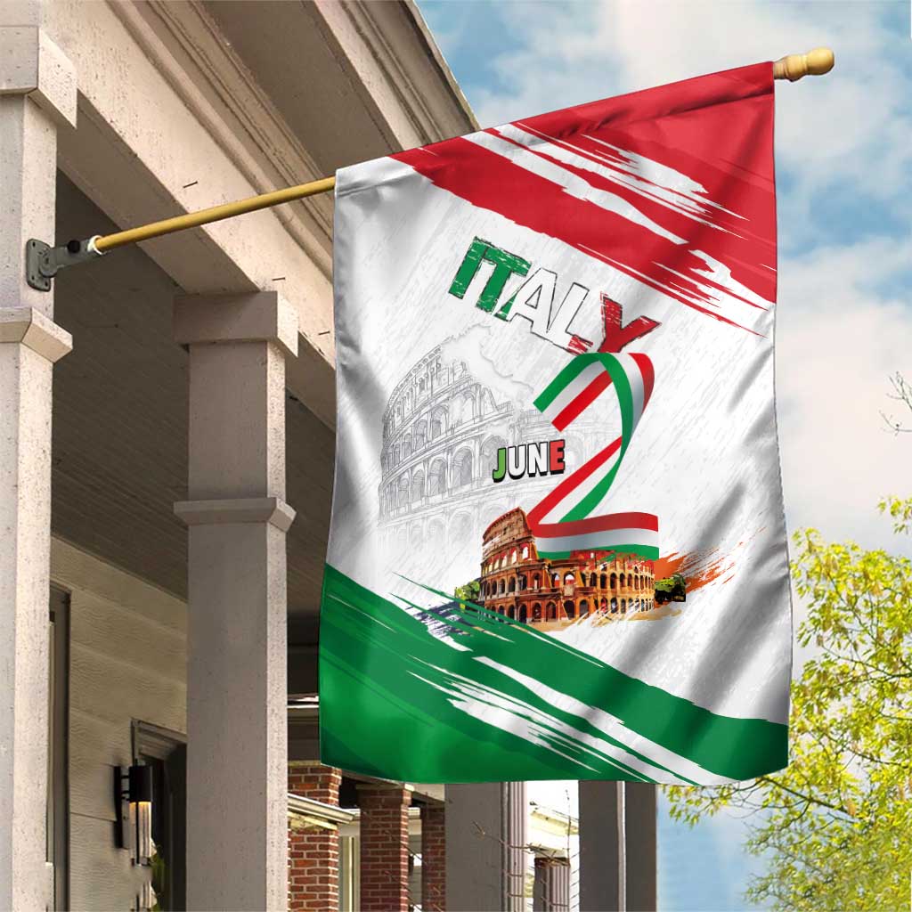Italian National Day Garden Flag Festa della Repubblica-The Colosseum Grunge Style